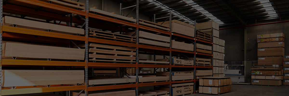 Interior shot of racks containing MDF from Mornington Peninsula plywood supplier Plyco's Mornington warehouse! 