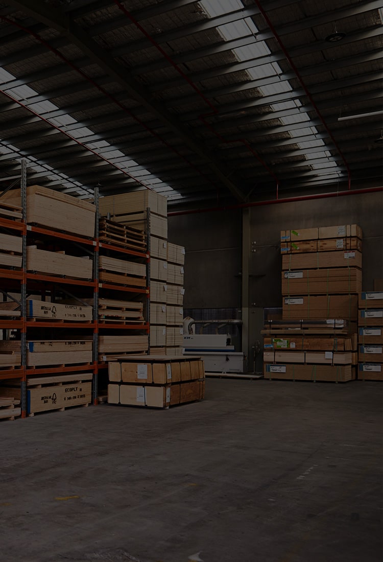 Interior shot of racks containing MDF from Mornington Peninsula plywood supplier Plyco's Mornington warehouse! 