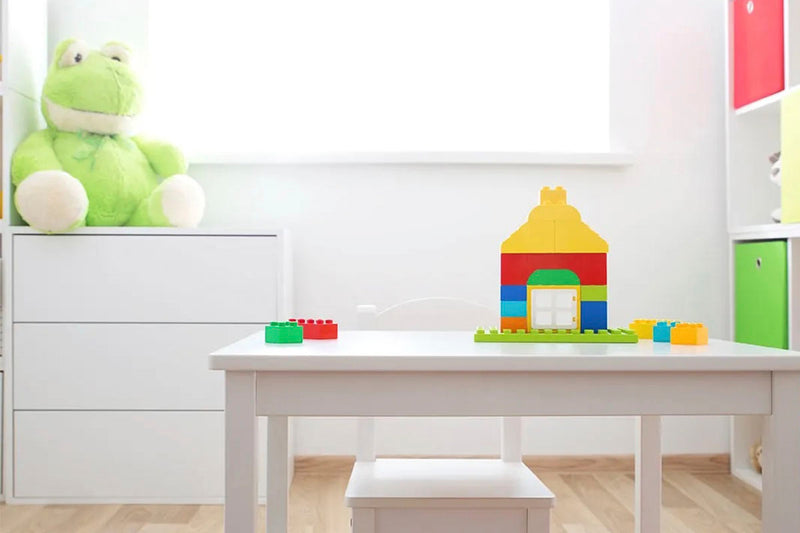 Children's bedroom featuring a Snow (white) Decoply Laminated Tabletop from local Melbourne plywood supplier Plyco used as a desk