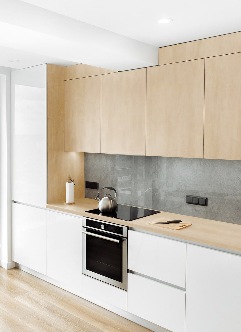 Kitchen benchtop and cabinetry project featuring from Melbourne plywood supplier Plyco, using 18mm Mainau Birch EGGER Panel without a white background