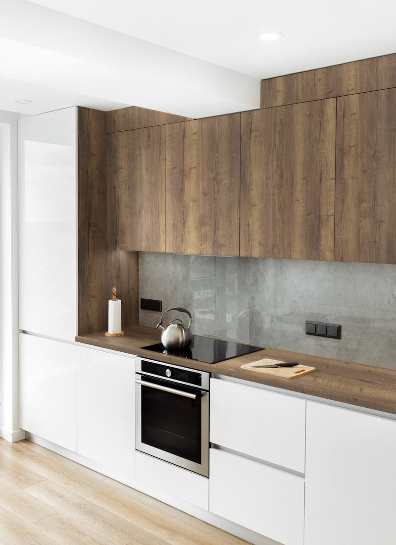 Kitchen cabinetry project featuring Plyco's 18mm Tobacco Halifax Oak EGGER Panel without a white background