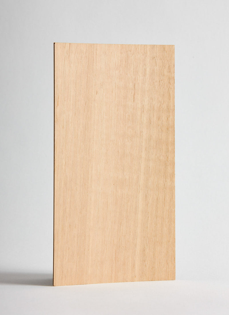 Plyco's raw Tasmanian Figured Eucalypt Laminato veneer laminate on a white background