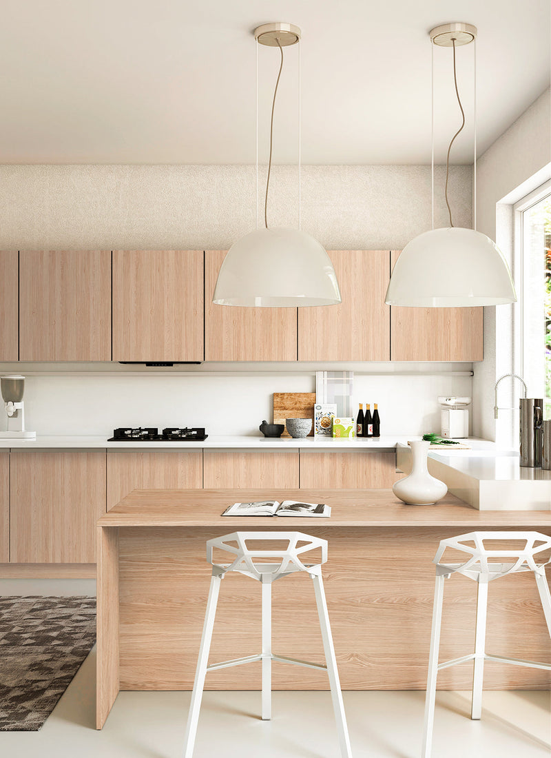 Melbourne kitchen featuring Plyco's 18mm American Oak Strataply for cabinetry and benchtops. Photo without a white background.