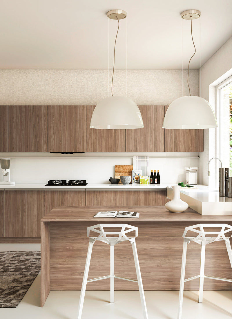 Melbourne kitchen featuring Plyco's 18mm American Walnut Strataply for cabinetry and benchtops. Photo without a white background.