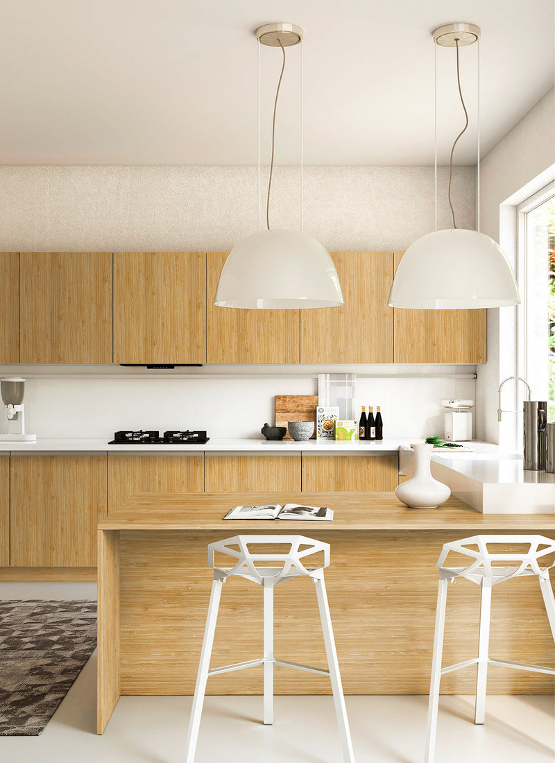 Melbourne kitchen featuring Plyco's 18mm Carbonised Bamboo Strataply for cabinetry and benchtops. Photo without a white background.