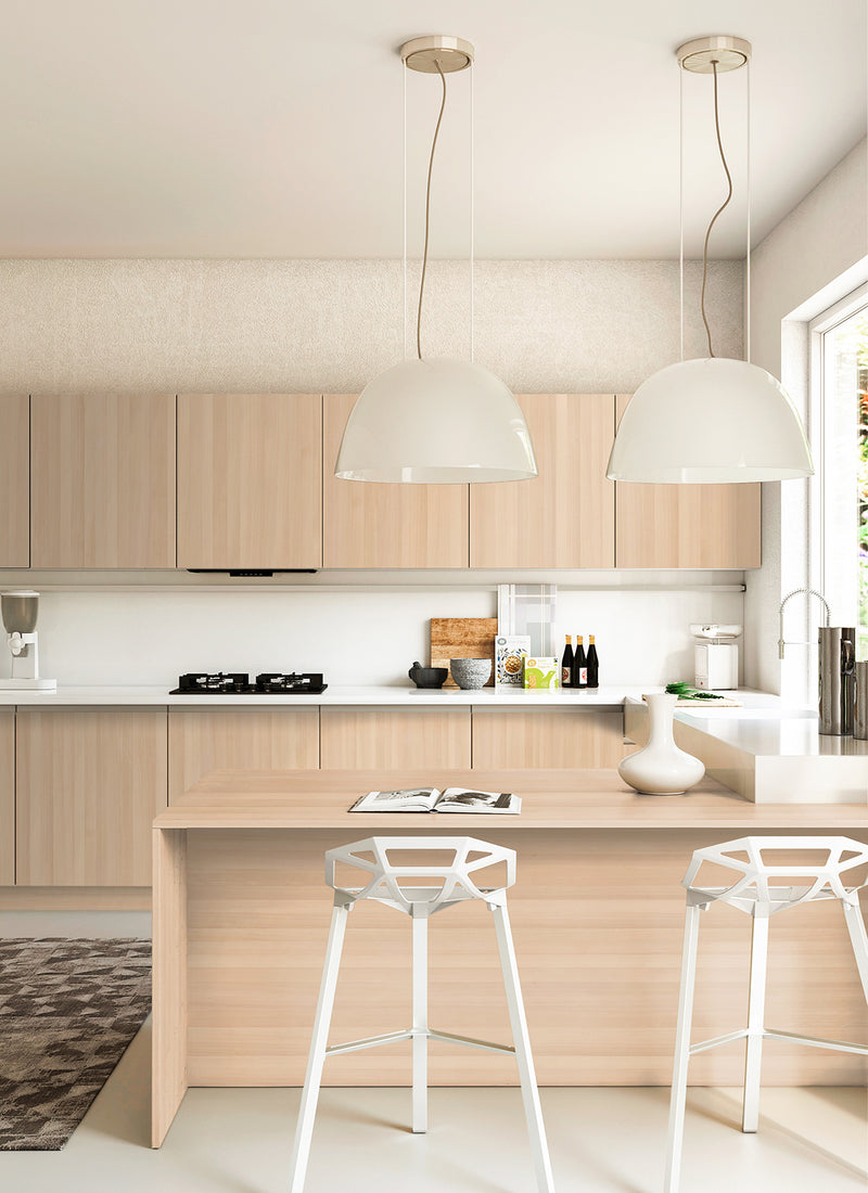 Melbourne kitchen featuring Plyco's 0.6mm European Beech Wide Leaf Veneer used for cabinetry and benchtops. Photo without a white background.