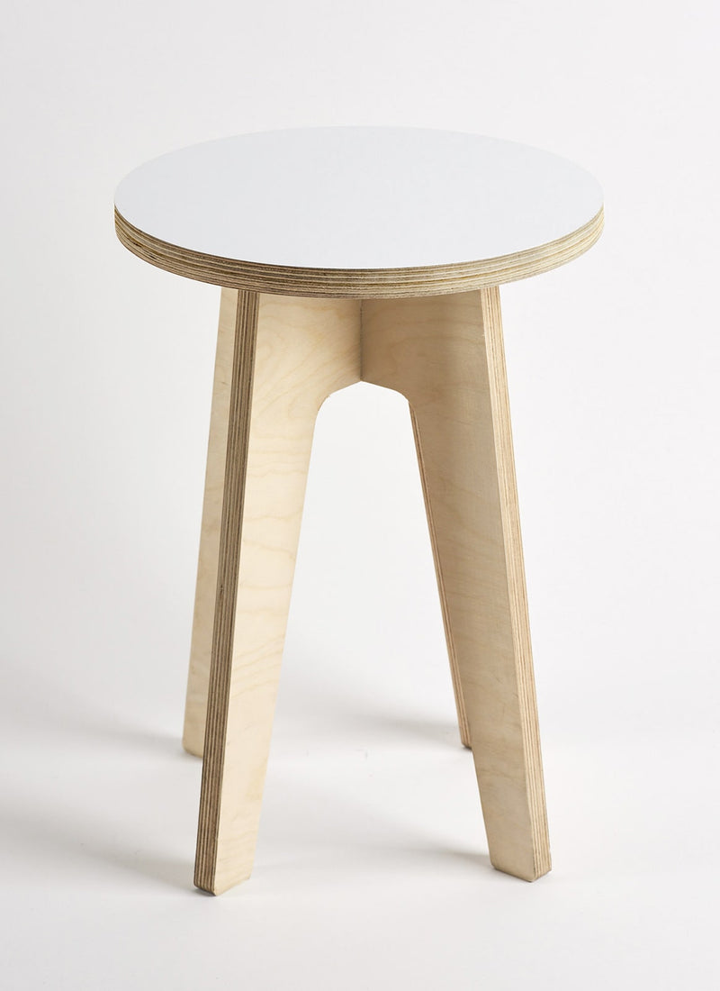 Plyco's Scandinavian inspired, Birch Decoply Stool/Chair in Snow White on a white background