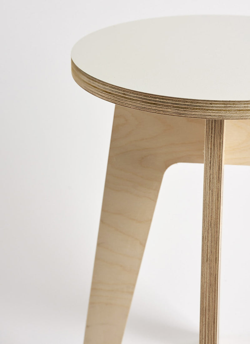 Plyco's Scandinavian inspired, Birch Decoply Stool/Chair in Cream on a white background