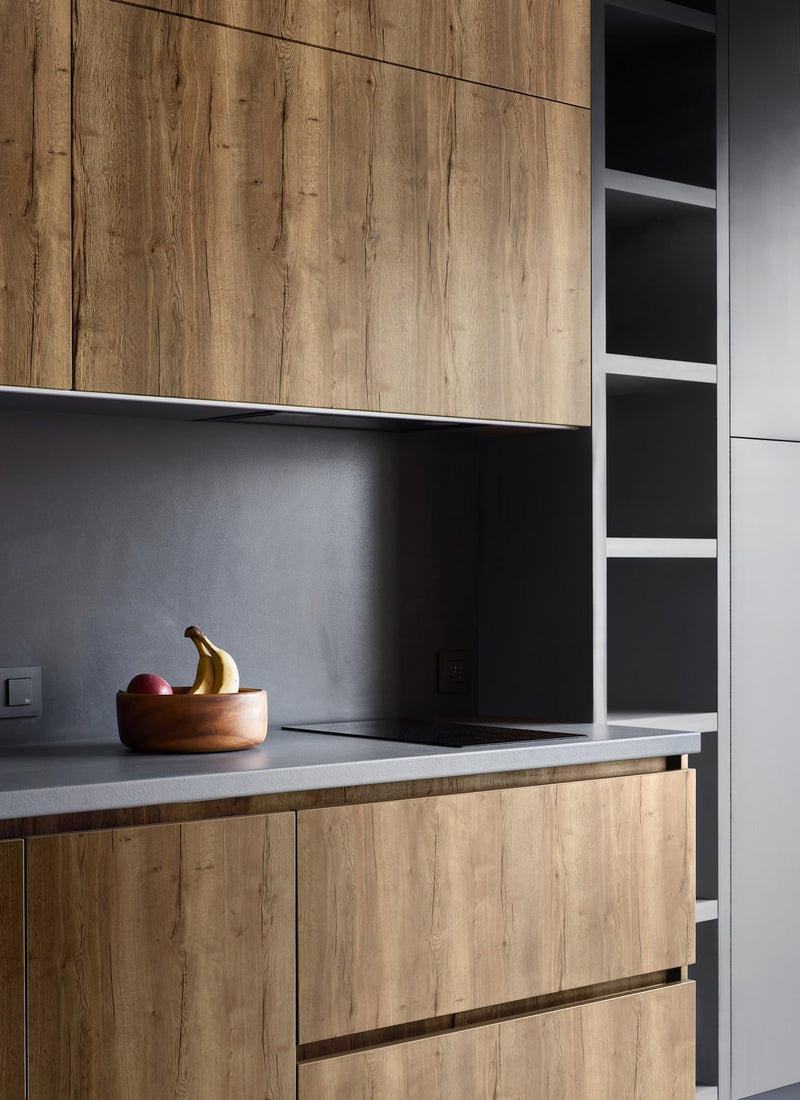 Kitchen cabinetry project featuring Plyco's 18mm Natural Halifax Oak EGGER Panel without a white background