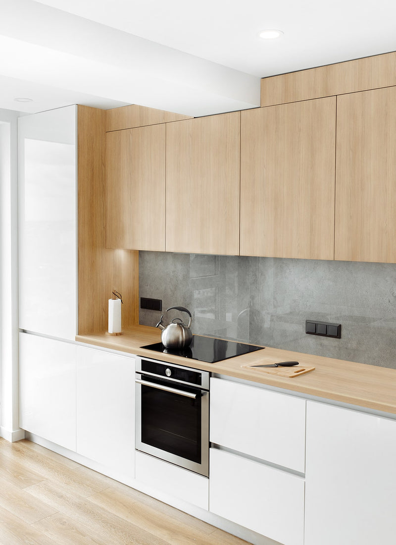 Kitchen benchtop and cabinetry project featuring from Melbourne plywood supplier Plyco, using 18mm Vicenza Oak EGGER Panel without a white background