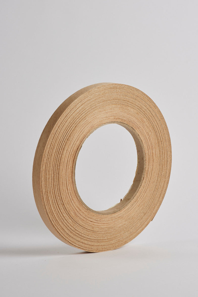 Plyco's 50m x 22mm pre-glued American Oak Veneered Edging on a white background